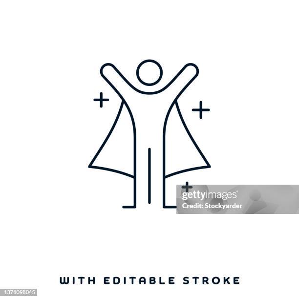 super hero line icon design - courage logo stock illustrations