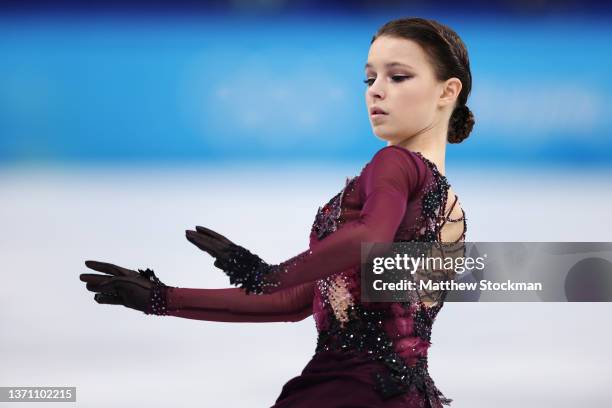 Anna Shcherbakova of Team ROC skates during the Women Single Skating Free Skating on day thirteen of the Beijing 2022 Winter Olympic Games at Capital...