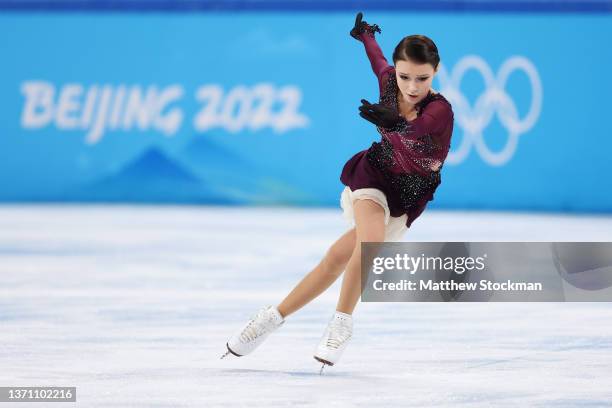 Anna Shcherbakova of Team ROC skates during the Women Single Skating Free Skating on day thirteen of the Beijing 2022 Winter Olympic Games at Capital...