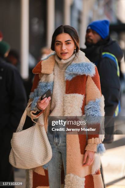 Fashion Week Guest is seen outside Bibhu Mohapatra during New Yorker Fashion Week on February 15, 2022 in New York City.