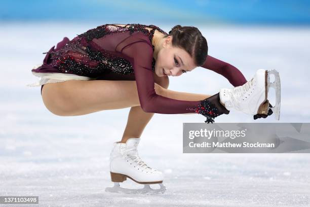 Anna Shcherbakova of Team ROC skates during the Women Single Skating Free Skating on day thirteen of the Beijing 2022 Winter Olympic Games at Capital...