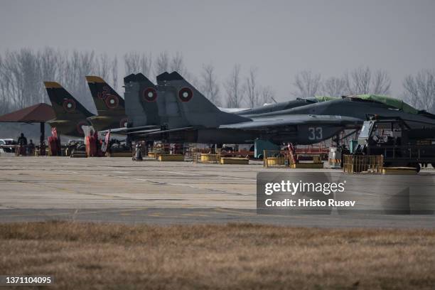 Bulgarian Air Force MiG-29 at the Airbase of Graf Ignatievo during the joint tasks on enhanced airspace protection Air Policing by the Bulgarian and...