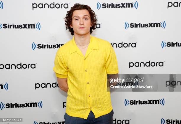 Actor Tom Holland visits the SiriusXM Studios on February 17, 2022 in New York City.