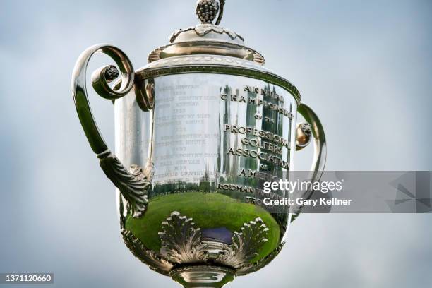 View of the Wanamaker Trophy at Oak Hill Country Club on June 6, 2021 in Rochester, New York. .