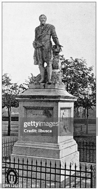 antique travel photographs of france: statue of henry iv, pau - henri iv of france stock illustrations