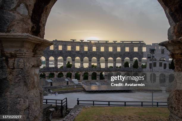 pula - amphitheater stock pictures, royalty-free photos & images