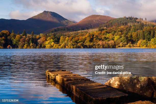 sunlight, boathouse, derwent water, keswick, lake district, cumbria, england - laje stock pictures, royalty-free photos & images