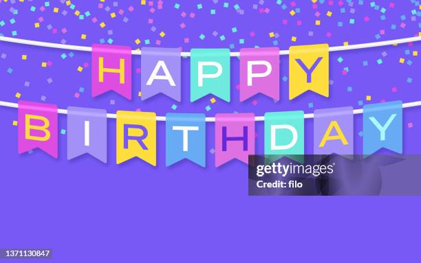 stockillustraties, clipart, cartoons en iconen met happy birthday banner message - happy birthday banner