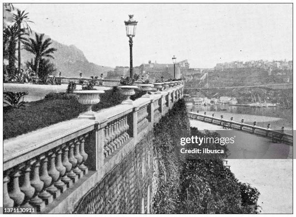 antique travel photographs: riviera, cote d'azur, monaco and monte carlo - monte carlo casino stock illustrations