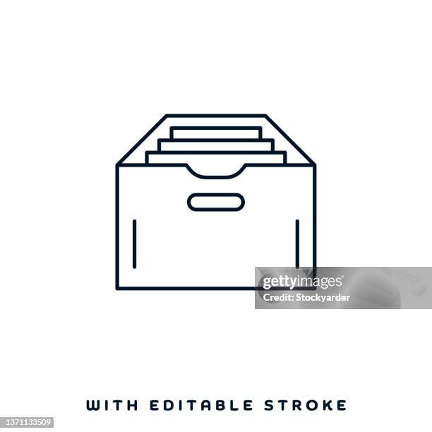 archival research line icon design - filing cabinet stock illustrations