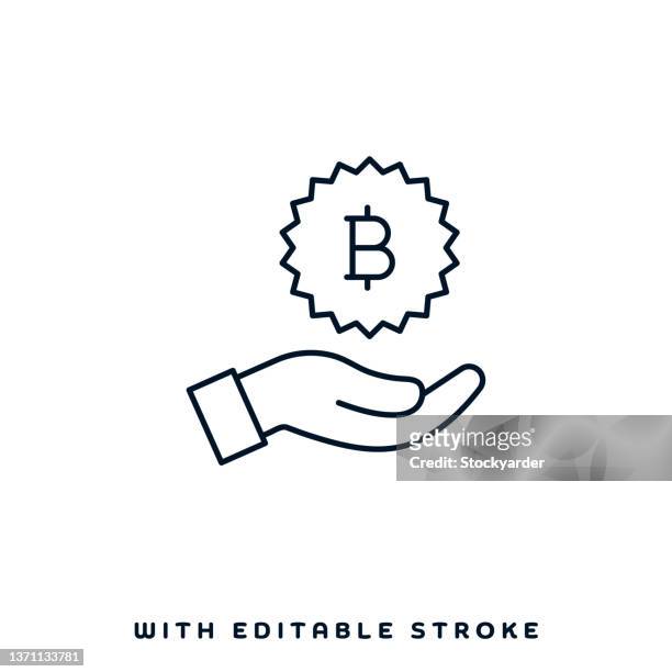 initial coin offering line icon design - ico stock illustrations