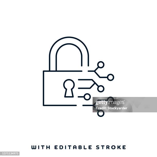 digital security line icon design - data protection stock illustrations