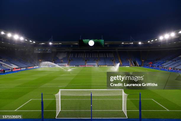 General view inside the stadium prior to the UEFA Europa Conference League Knockout Round Play-Offs Leg One match between Leicester City and Randers...