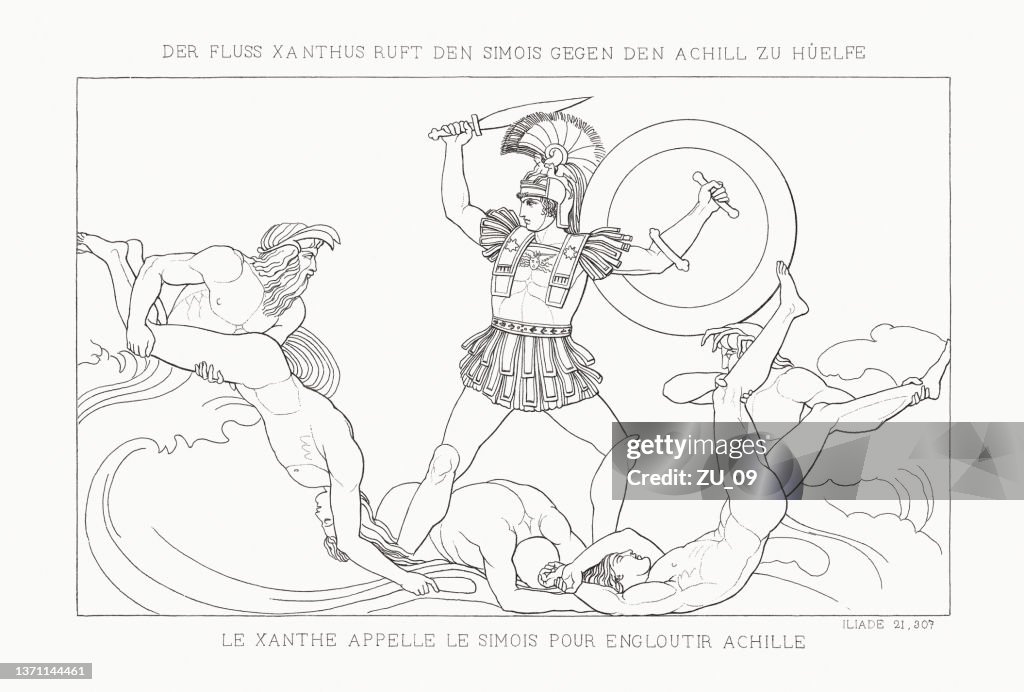The River Xanthus summons Simois to help against Achilles (Iliad)