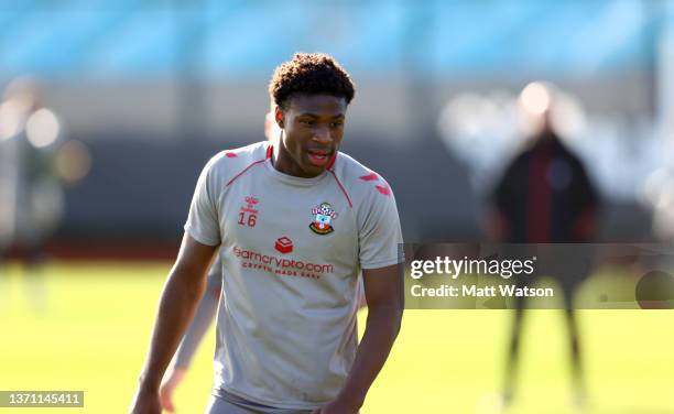 Thierry Small during a Southampton FC training session at the Staplewood Campus on February 17, 2022 in Southampton, England.