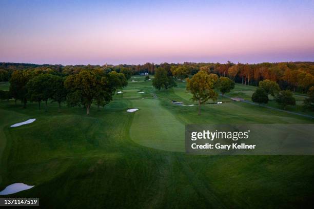 View of the 10th hole at Oak Hill Country Club on June 7, 2021 in Rochester, New York. .