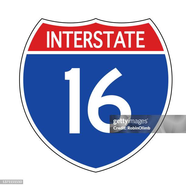 illustrations, cliparts, dessins animés et icônes de panneau routier interstate 16 - nombre 16