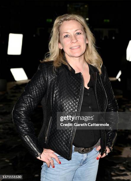 Sarah Beeny at the VIN + OMI show during London Fashion Week February 2022 on February 17, 2022 in London, England.