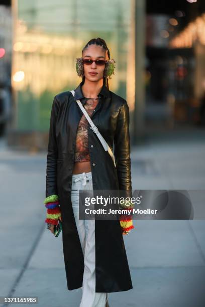 Indira Scott is seen outside Peter Do during New Yorker Fashion Week on February 15, 2022 in New York City.