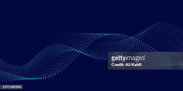 abstract waving particle technology background - dots stock illustrations