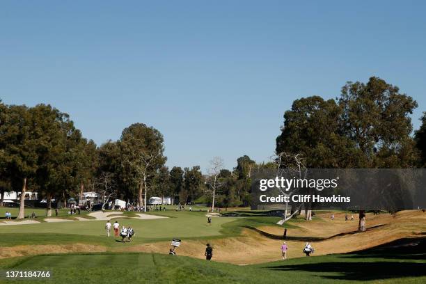 General view of the seventh hole is seen during the first round of The Genesis Invitational at Riviera Country Club on February 17, 2022 in Pacific...