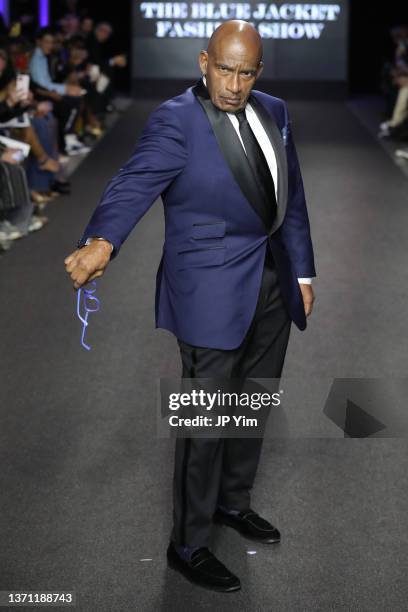 Al Roker walks the runway wearing The Privilege during the Sixth Annual Blue Jacket Fashion Show at Moonlight Studios on February 17, 2022 in New...