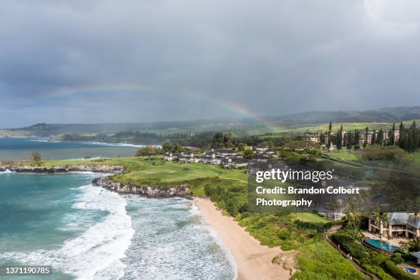 rainbow on beach - lahaina maui stock pictures, royalty-free photos & images