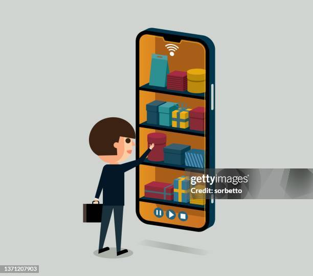 online shopping - gift - corporate wellness program stock illustrations