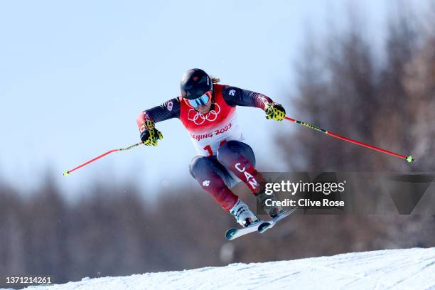 Brady Leman of Team Canada competes during the Men's Ski Cross Qualification on Day 14 of the Beijing 2022 Winter Olympics at Genting Snow Park on...