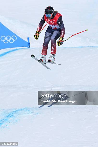 Brady Leman of Team Canada competes during the Men's Ski Cross Qualification on Day 14 of the Beijing 2022 Winter Olympics at Genting Snow Park on...