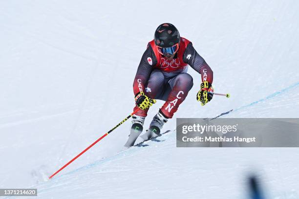 Brady Leman of Team Canada competes during the Men's Ski Cross Qualification on Day 14 of the Beijing 2022 Winter Olympics at Genting Snow Park on...