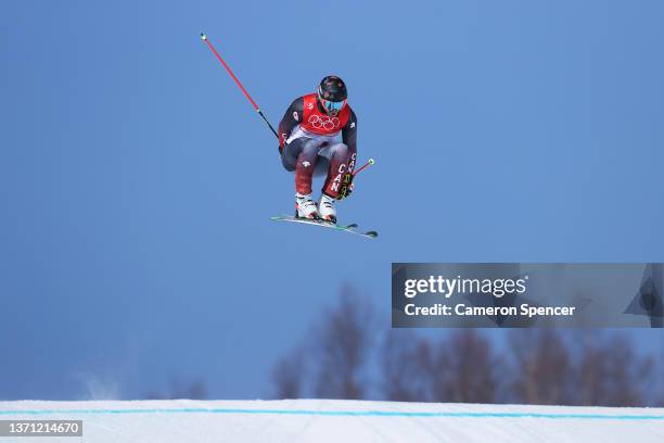 Brady Leman of Team Canada competes during the Men's Ski Cross Qualification on Day 14 of the Beijing 2022 Winter Olympics at Genting Snow Park on...