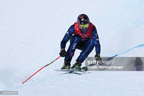 Oliver Davies of Team Great Britain competes during the Men's Ski Cross Qualification on Day 14 of the Beijing 2022 Winter Olympics at Genting Snow...