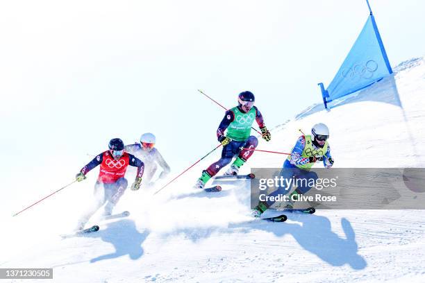 Sergey Ridzik of Team ROC, Reece Howden of Team Canada, Joos Berry of Team Switzerland and Brady Leman of Team Canada compete during the Men's Ski...