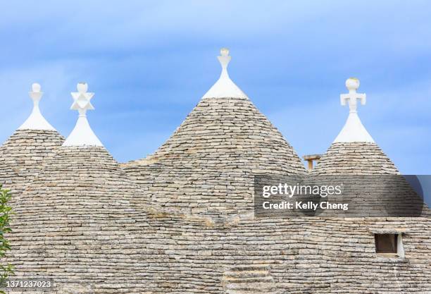 trulli of alberobello - conical roof stock pictures, royalty-free photos & images