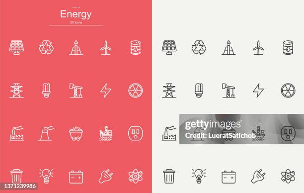 stockillustraties, clipart, cartoons en iconen met energy line icons design - battery icon