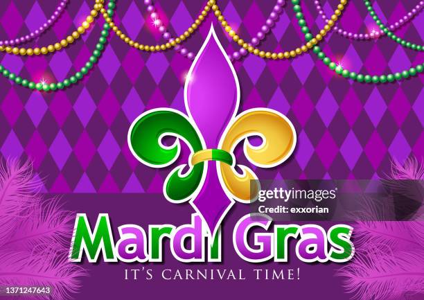 mardi gras carnival time - fleur de lys 幅插畫檔、美工圖案、卡通及圖標