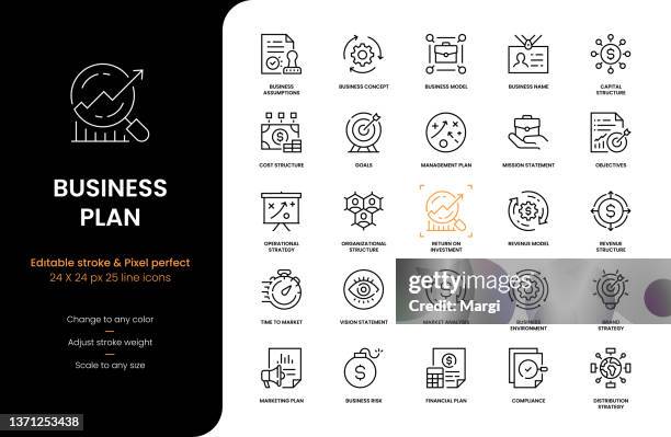 business plan line icons - effective stock illustrations