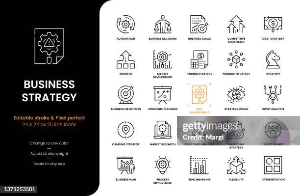 ilustraciones, imágenes clip art, dibujos animados e iconos de stock de iconos de línea de estrategia de negocio - monopoly
