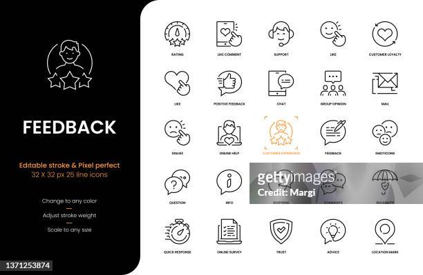 stockillustraties, clipart, cartoons en iconen met feedback line icons - customer journey