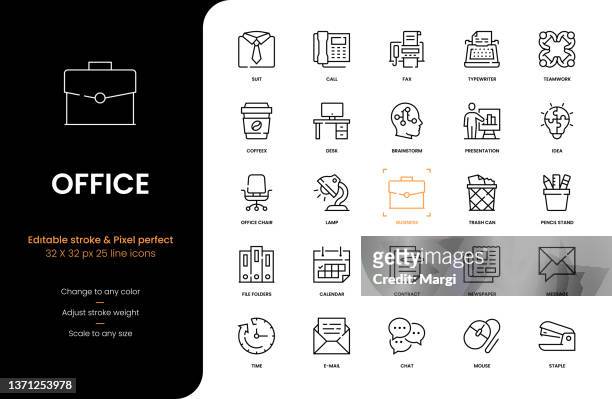 office line icons - file clerk stock illustrations
