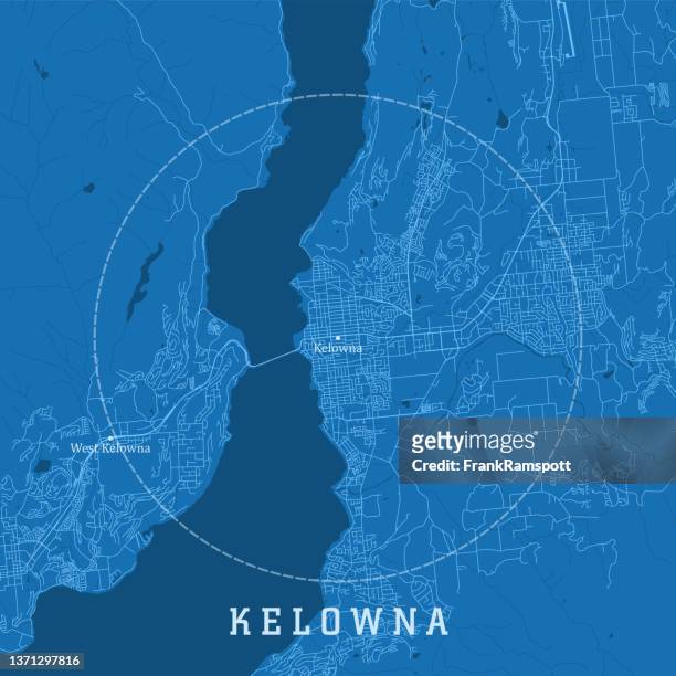 kelowna bc city vector road map blue text - kelowna stock illustrations