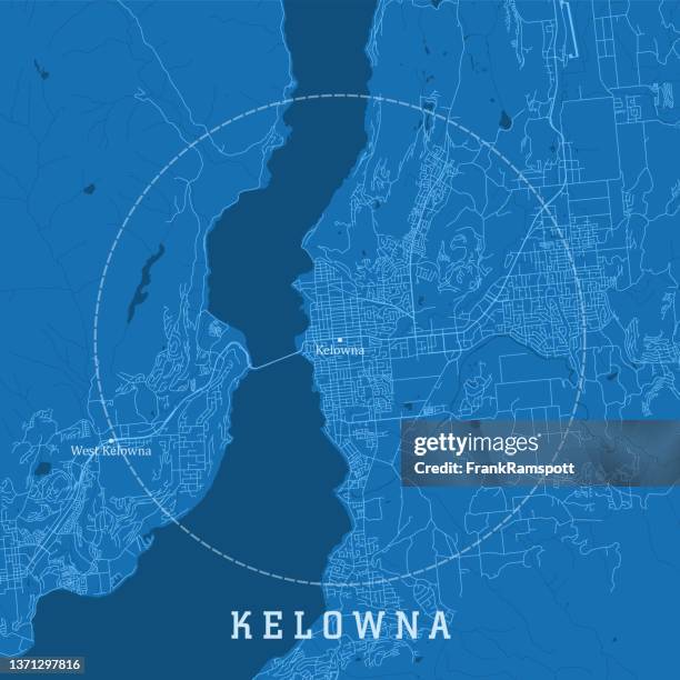 kelowna bc city vector road map blue text - british columbia map stock illustrations