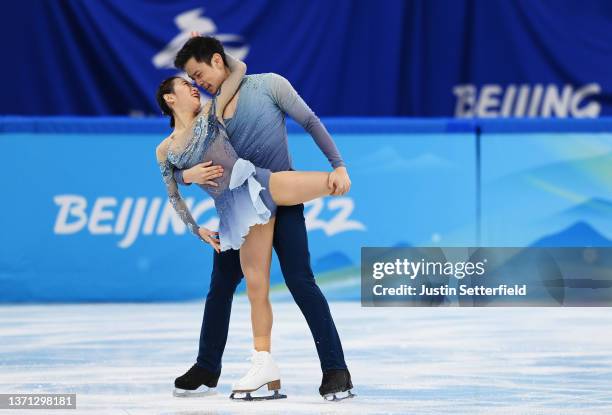 Cheng Peng and Yang Jin of Team China skate during the Pair Skating Short Program on day fourteen of the Beijing 2022 Winter Olympic Games at Capital...