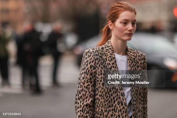 Fashion Week Guest is seen outside Prabal Gurung during New Yorker Fashion Week on February 16, 2022 in New York City.