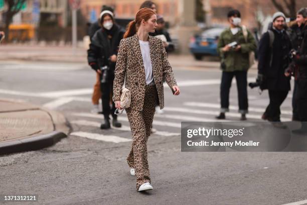 Fashion Week Guest is seen outside Prabal Gurung during New Yorker Fashion Week on February 16, 2022 in New York City.