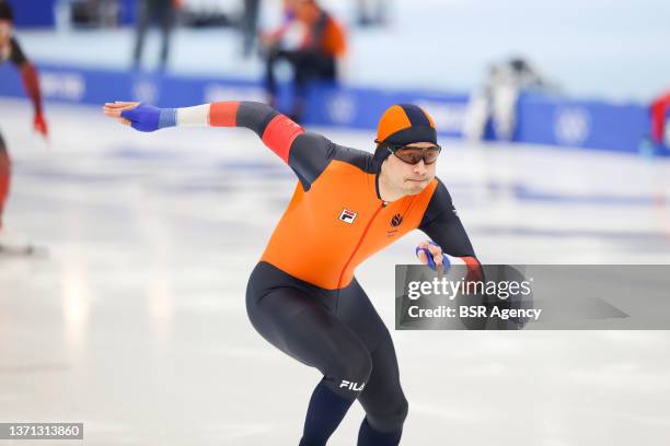 Kai Verbij of the Netherlands during the Men's 1000m on day 14 of the Beijing 2022 Olympic Games at the National Speedskating Oval on February 18,...