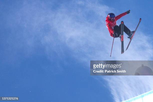 Ailing Eileen Gu of Team China competes in the Women's Freestyle Halfpipe Final on Day 14 of the Beijing 2022 Winter Olympics at Genting Snow Park on...