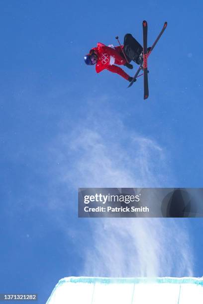 Ailing Eileen Gu of Team China competes in the Women's Freestyle Halfpipe Final on Day 14 of the Beijing 2022 Winter Olympics at Genting Snow Park on...