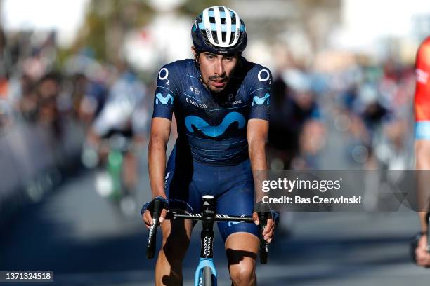 Ivan Ramiro Sosa Cuervo of Colombia and Movistar Team reacts after cross the finishing line during the 68th Vuelta A Andalucia - Ruta Del Sol 2022 -...